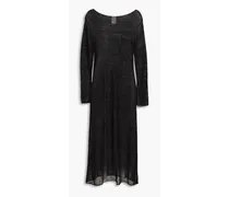 Linen-blend midi dress - Black