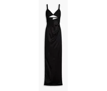 Bandage-paneled draped satin gown - Black