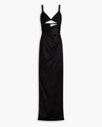 Hervé Léger Bandage-paneled draped satin gown - Black Black