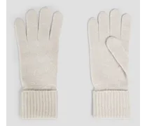 Metallic cashmere-blend gloves - White