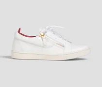 Gail zip-detailed leather sneakers - White