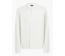 Slim-fit cotton and cashmere-blend jersey polo shirt - White
