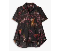 Floral-print cotton-voile shirt - Black