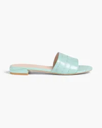 Stuart Weitzman Catherine croc-effect leather slides - Green Green