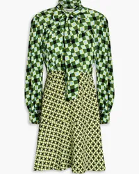 Diane von Furstenberg Alcina printed crepe and jersey mini dress - Green Green