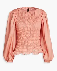 Mother of Pearl Lorna smocked TENCEL™-Lyocell poplin top - Pink Pink