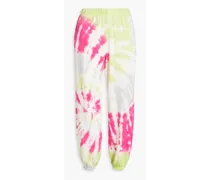 Tie-dyed stretch Micro Modal and cotton-blend fleece track pants - Green