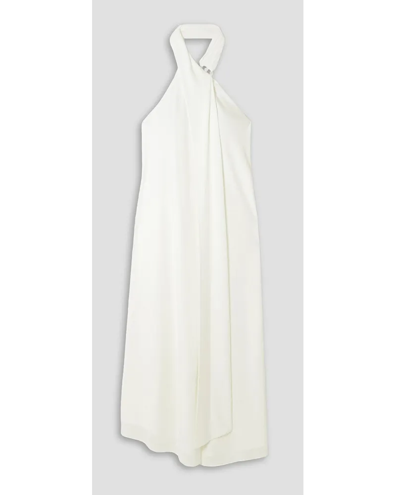 Halston Kali draped jersey halterneck midi dress - White White