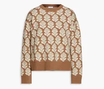 Tate jacquard-knit wool sweater - Brown