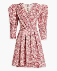 BATSHEVA Izra floral-print cotton-poplin mini dress - Burgundy Burgundy