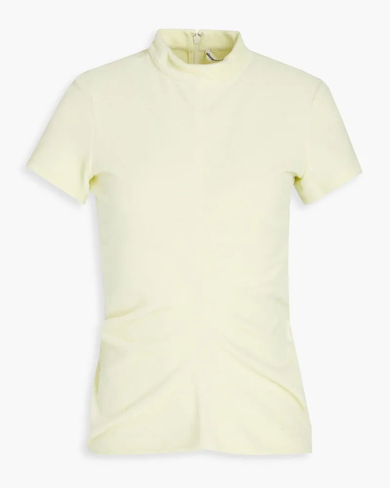 Alexander Wang Ruched cotton-blend velour top - Yellow Yellow