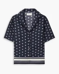 Officine Generale New Christelle printed silk-twill shirt - Blue Blue