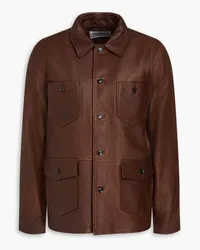 Officine Generale Pebbled-leather jacket - Brown Brown