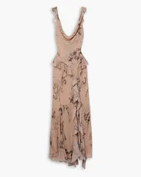 Jason Wu Ruffled printed silk-chiffon midi dress - Neutral Neutral