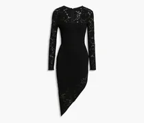 Asymmetric corded lace mini dress - Black
