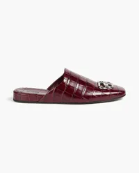 Balenciaga Cosy BB croc-effect leather slippers - Burgundy Burgundy