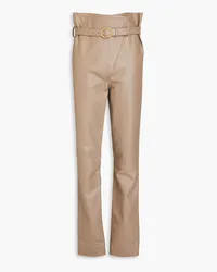 Victoria Beckham Belted leather slim-leg pants - Neutral Neutral