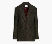 Houndstooth wool-blend tweed blazer - Green