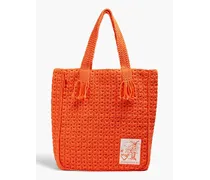 Crocheted cotton tote - Orange