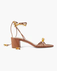 Aquazzura Very Maui 50 embellished leather sandals - Brown Brown