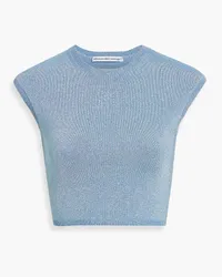 Alexander Wang Cropped metallic stretch-knit top - Blue Blue