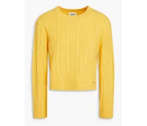 Cropped cable-knit wool and cashmere-blend sweater - Yellow