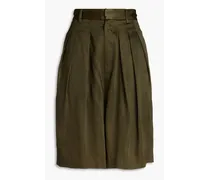 Pleated satin shorts - Green