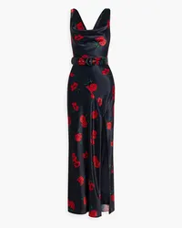 NICHOLAS Valentine draped belted floral-print satin maxi dress - Blue Blue