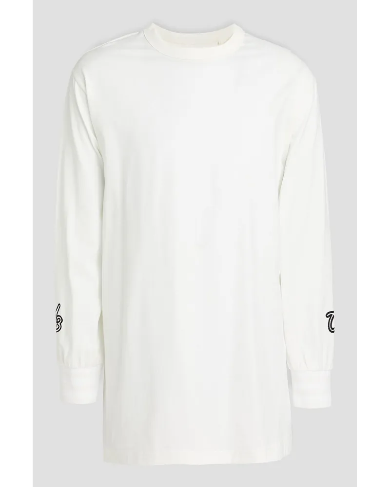 Y-3 Embroidered logo-print cotton-jersey T-shirt - White White