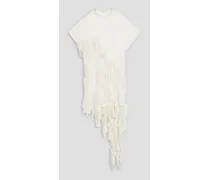 Embellished linen and silk-blend organza dress - White