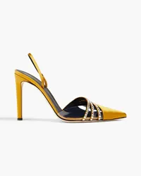 Giuseppe Zanotti Beaquel 105 crystal-embellished satin slingback pumps - Yellow Yellow