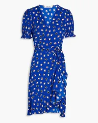 Diane von Furstenberg Emilia printed crepe mini wrap dress - Blue Blue