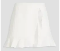 Wrap-effect ruffled crepe shorts - White