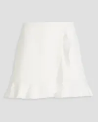 RED Valentino Wrap-effect ruffled crepe shorts - White White