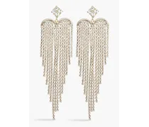 Fringed gold-tone crystal earrings - Metallic