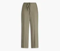 Cropped washed-twill wide-leg pants - Green