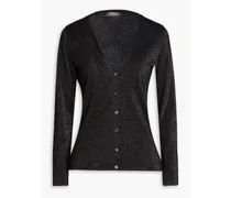 Metallic cashmere-blend cardigan - Black