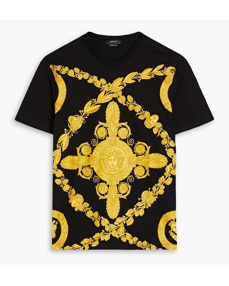 Versace Printed cotton-jersey T-shirt - Yellow Yellow