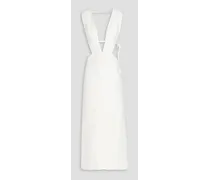 Heidi cutout linen-blend midi dress - White