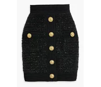 Metallic tinsel and stretch-knit mini skirt - Black