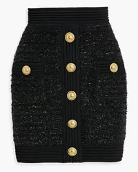 Balmain Metallic tinsel and stretch-knit mini skirt - Black Black