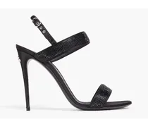Crystal-embellished satin sandals - Black