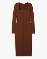 Victoria Beckham Paneled ribbed-knit midi dress - Brown Brown