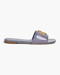 Tory Burch Logo-embellished patent-leather slides - Purple Purple