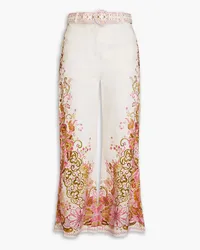 Zimmermann Floral-print linen kick-flare pants - Pink Pink