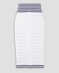 Balmain Striped stretch pointelle-knit pencil skirt - White White