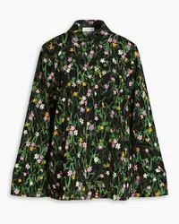 Stine Goya Summer floral-print textured-crepe shirt - Black Black