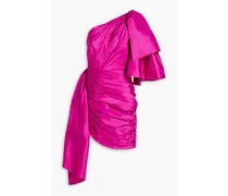 One-shoulder bow-detailed silk-taffeta mini dress - Pink