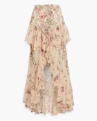 Camilla Embellished ruffled floral-print silk-georgette maxi skirt - Neutral Neutral