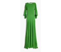 Cold-shoulder gathered jersey maxi dress - Green